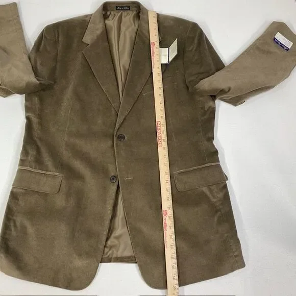 Alan Flusser Luxurious Plush Corduroy Sport Coat Blazer Tan Cotton Jacket 46L - Picture 9 of 11
